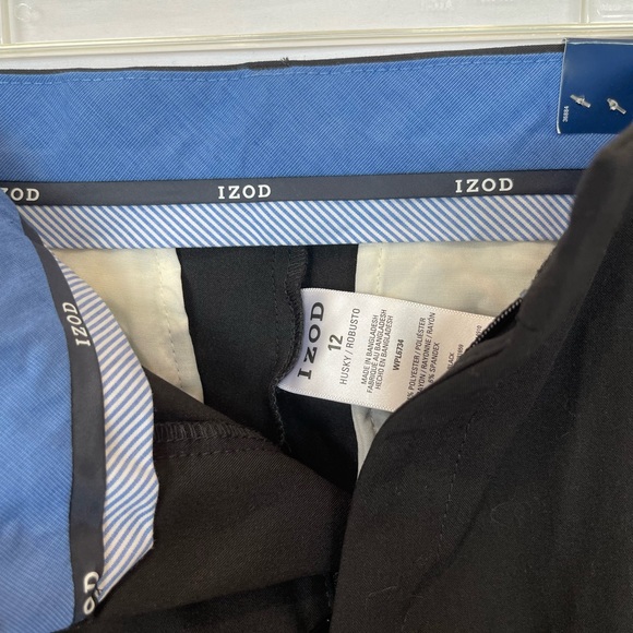NWT Izod Boys Black Flat Front Stretch Devant Plat Extensible Dress Pants - Picture 4 of 6